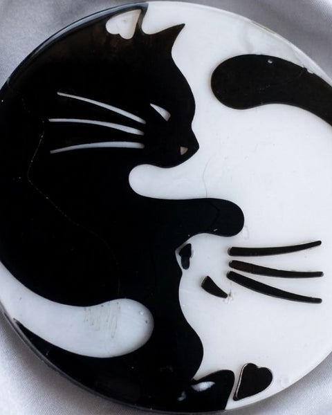Yin & Yang Cats Coaster – Harmony in Black & White