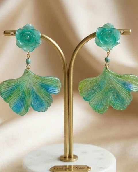 "Emerald Whisper Fan" Earrings