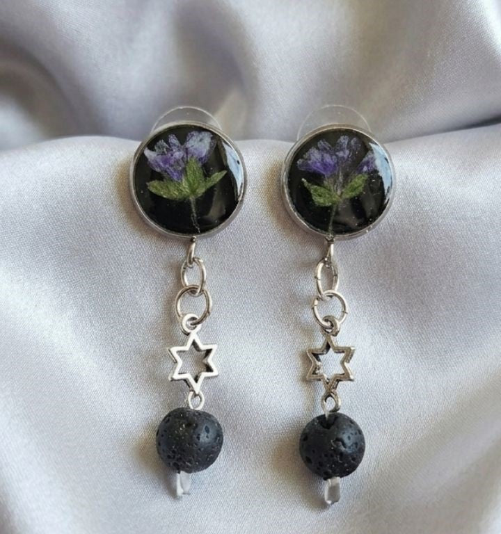 Midnight Blossom Resin Earrings