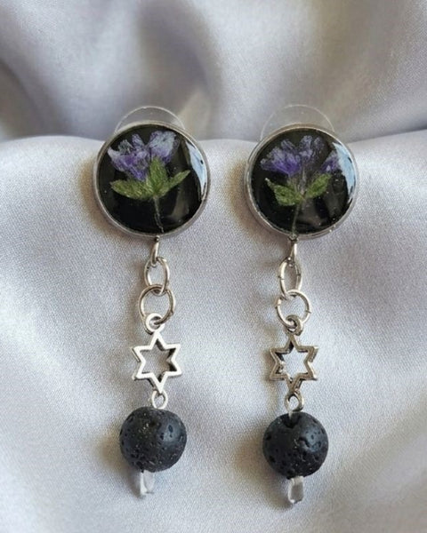 Midnight Blossom Resin Earrings