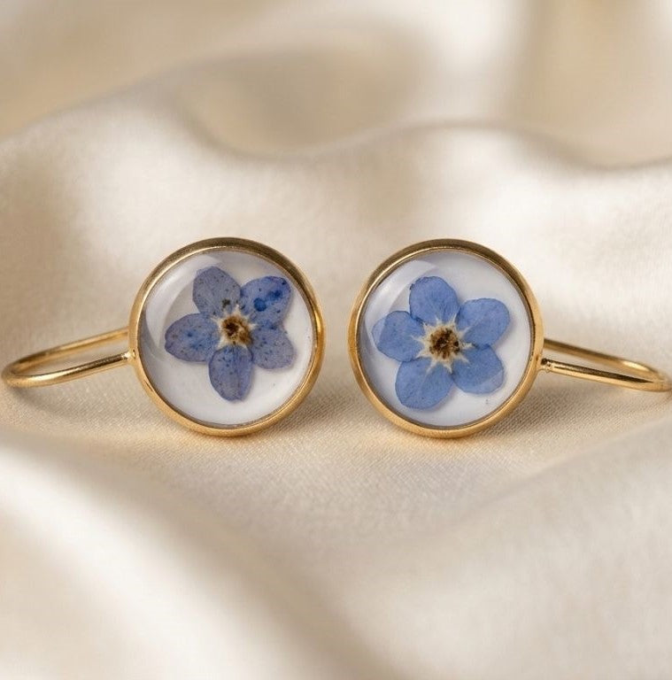 "Forget-Me-Not" Golden Bloom Earrings - U Shape Ear Hook