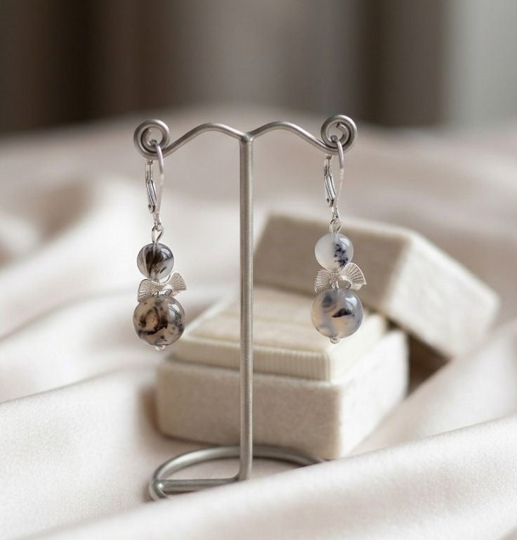 Midnight Dragon Agate Earrings