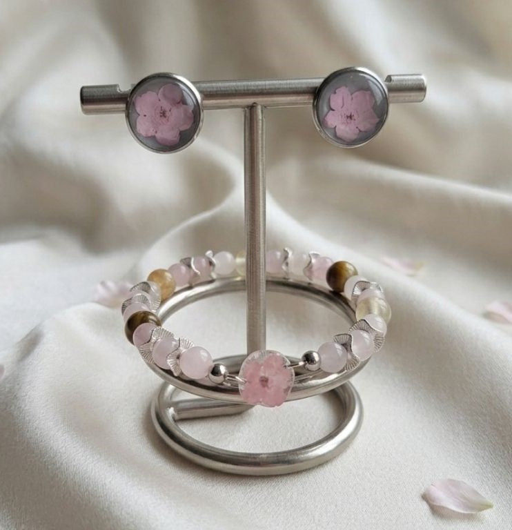 Blossom of Love – Pink Forget-Me-Not Jewelry Set