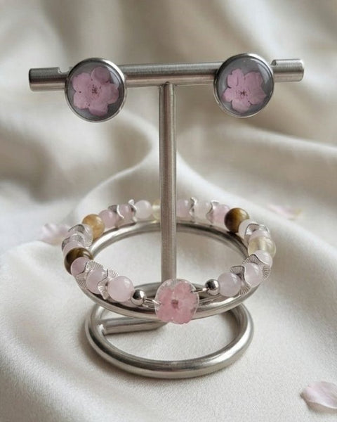 Blossom of Love – Pink Forget-Me-Not Jewelry Set