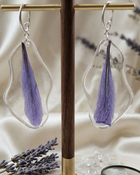 Preserved Iris Petal Earrings