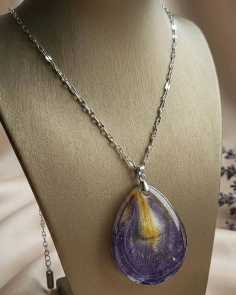 Preserved Iris Petal Necklace