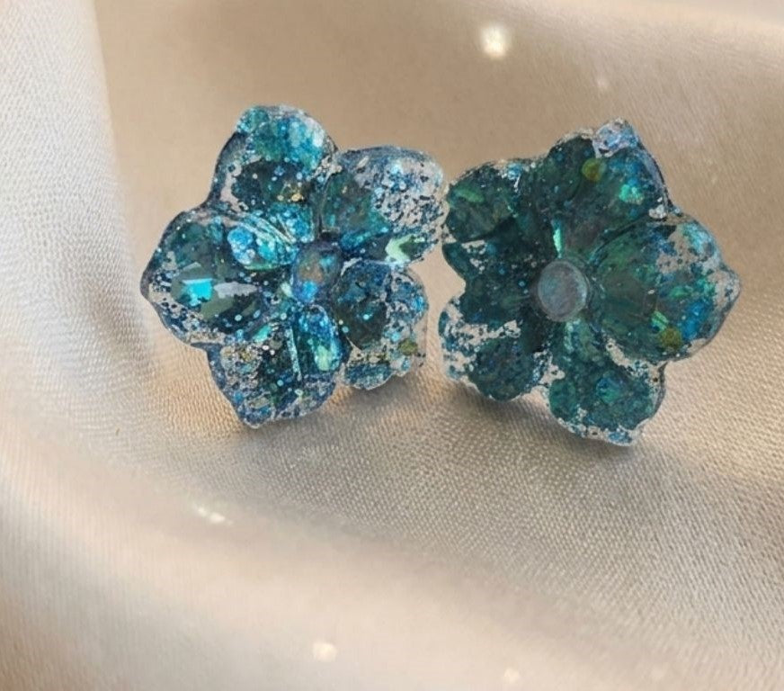 Delicate Colorful Floral Resin Stud Earrings