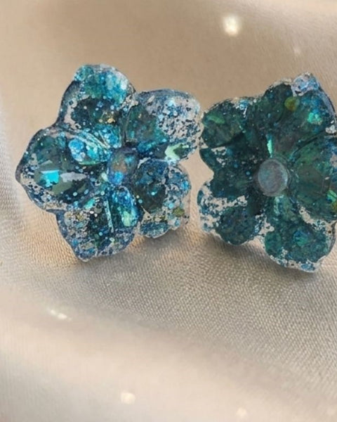 Delicate Colorful Floral Resin Stud Earrings
