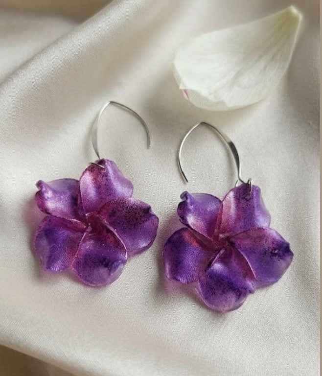 Violet Floral Resin Earrings
