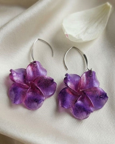 Violet Floral Resin Earrings