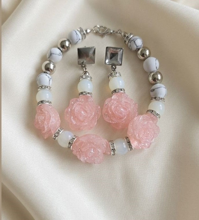 Charming Rose Jewelry Set – Earrings & Bracelet
