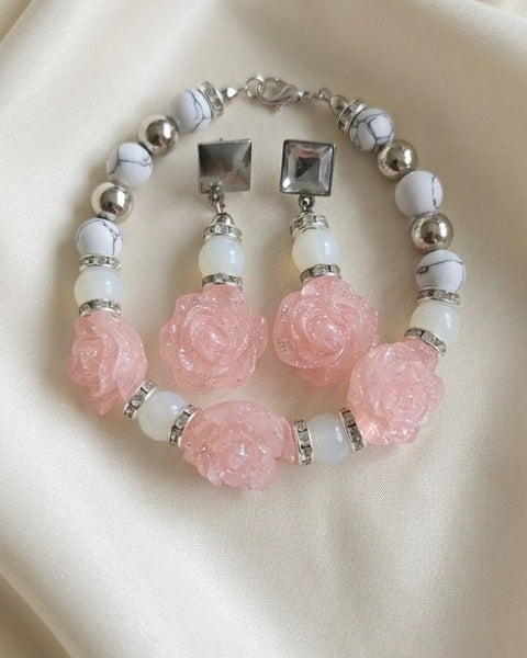 Charming Rose Jewelry Set – Earrings & Bracelet