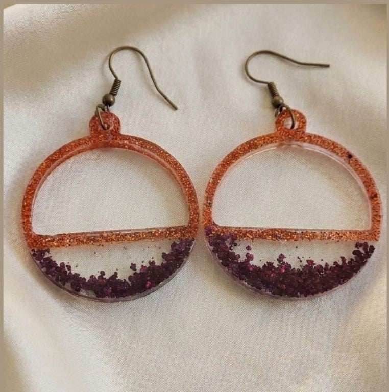 Vintage Sparkle Resin Earrings